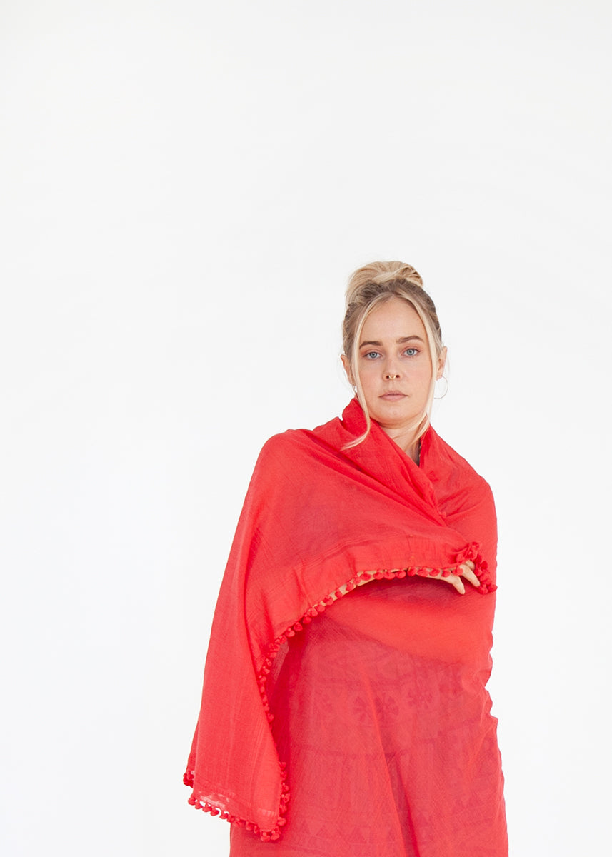 Dupatta Plain Shawl, Poppy