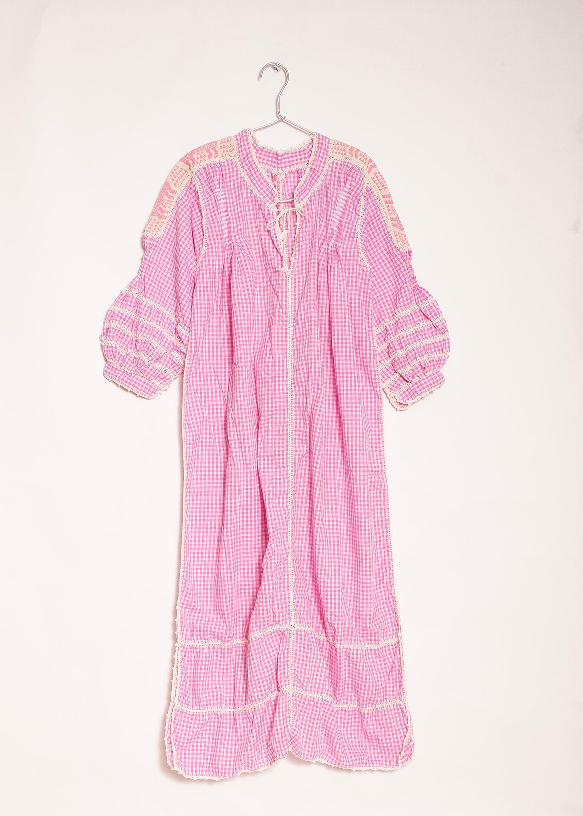 Sirena Dress Long Sleeves Gingham - Pink