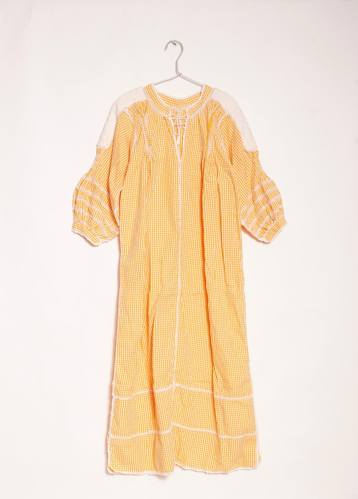 Sirena Dress Long Sleeves Gingham - Yellow