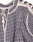 Sirena Dress Long Sleeves Gingham - Black