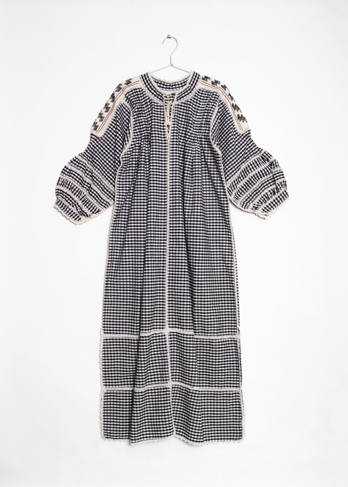 designer gingham dress Dixon Maxi Dress - Black Cream Gingham