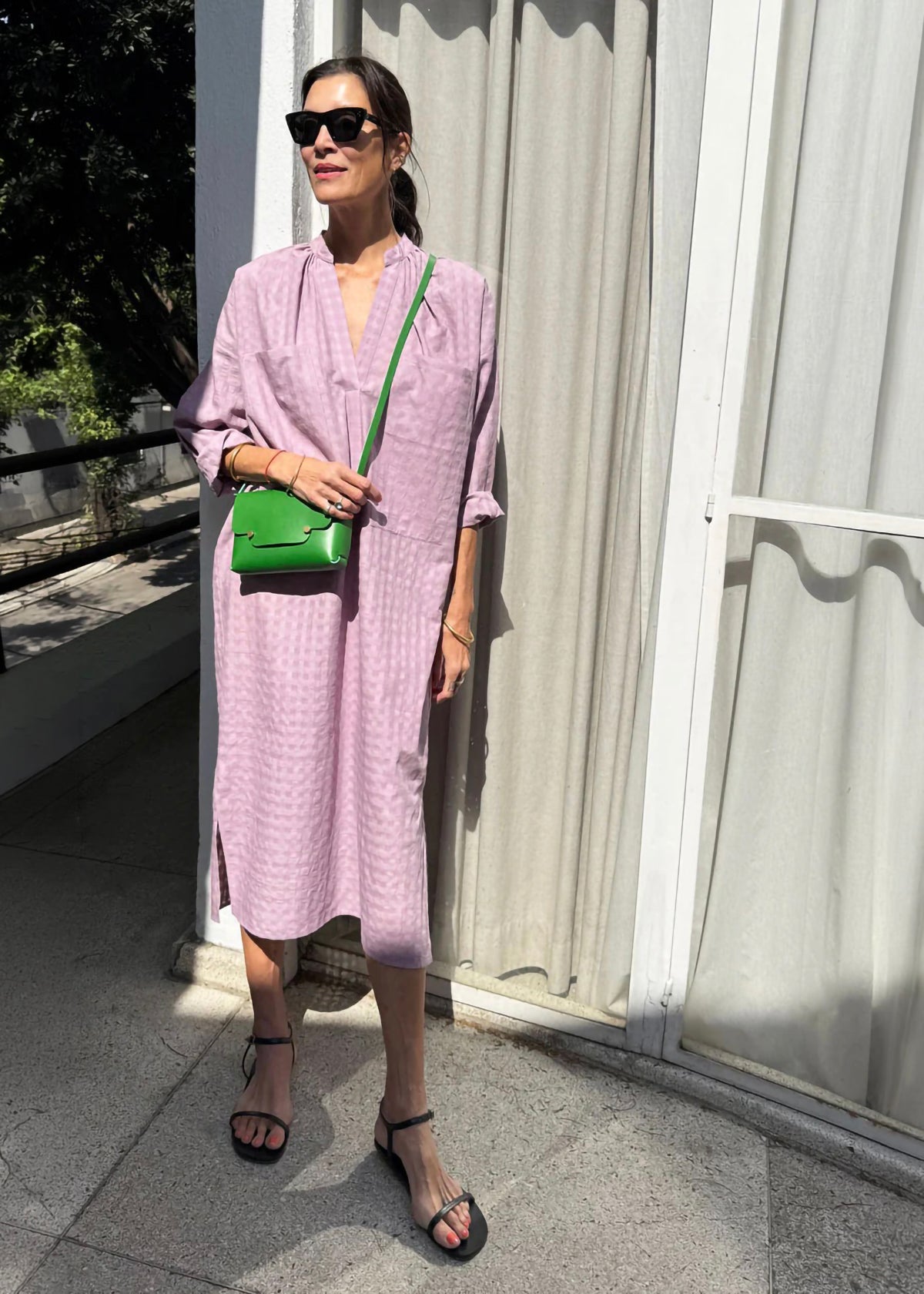 Pocket Grid Caftan - Mauve by Two
