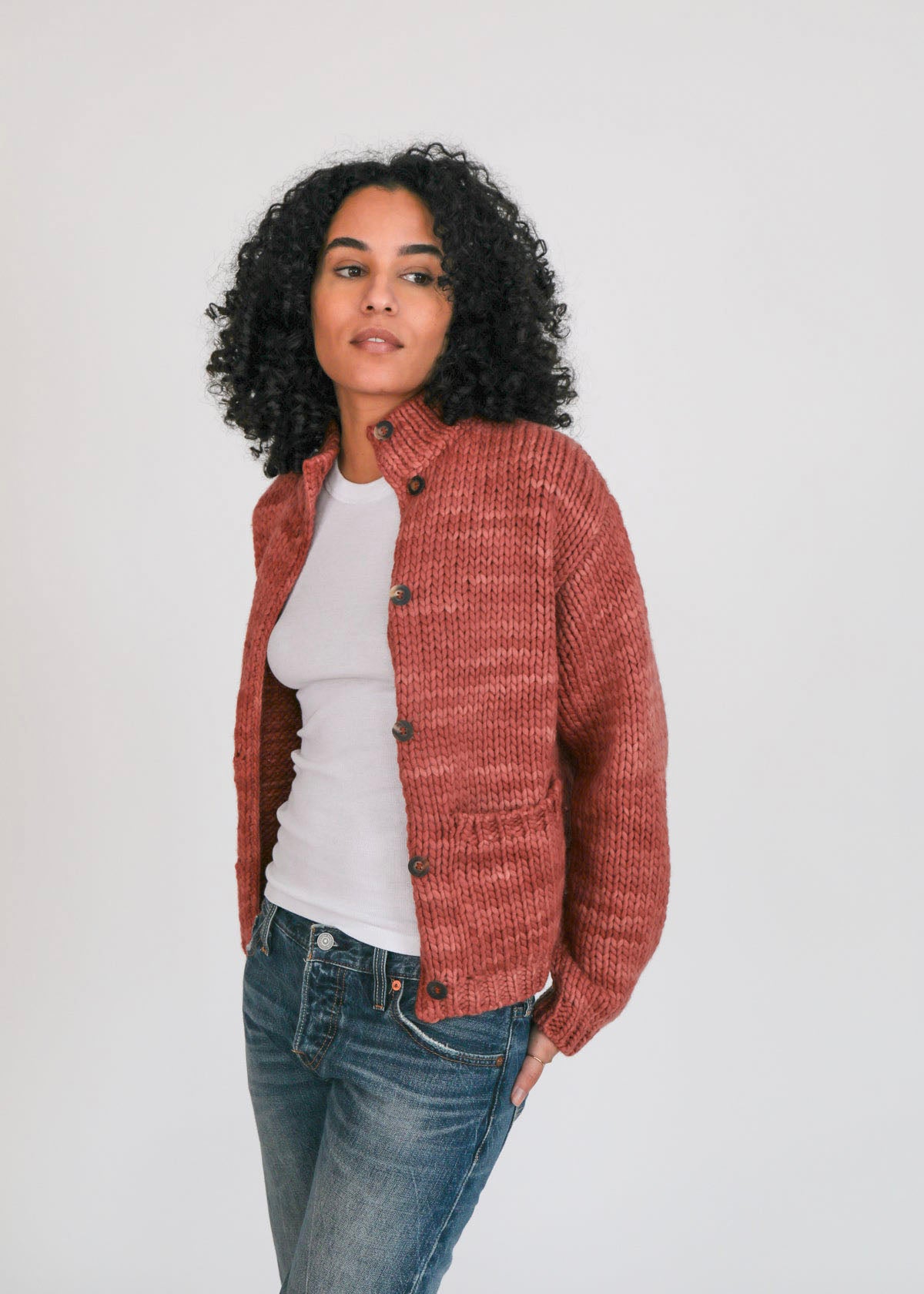 Javary Hand Painted Cardigan - Rust