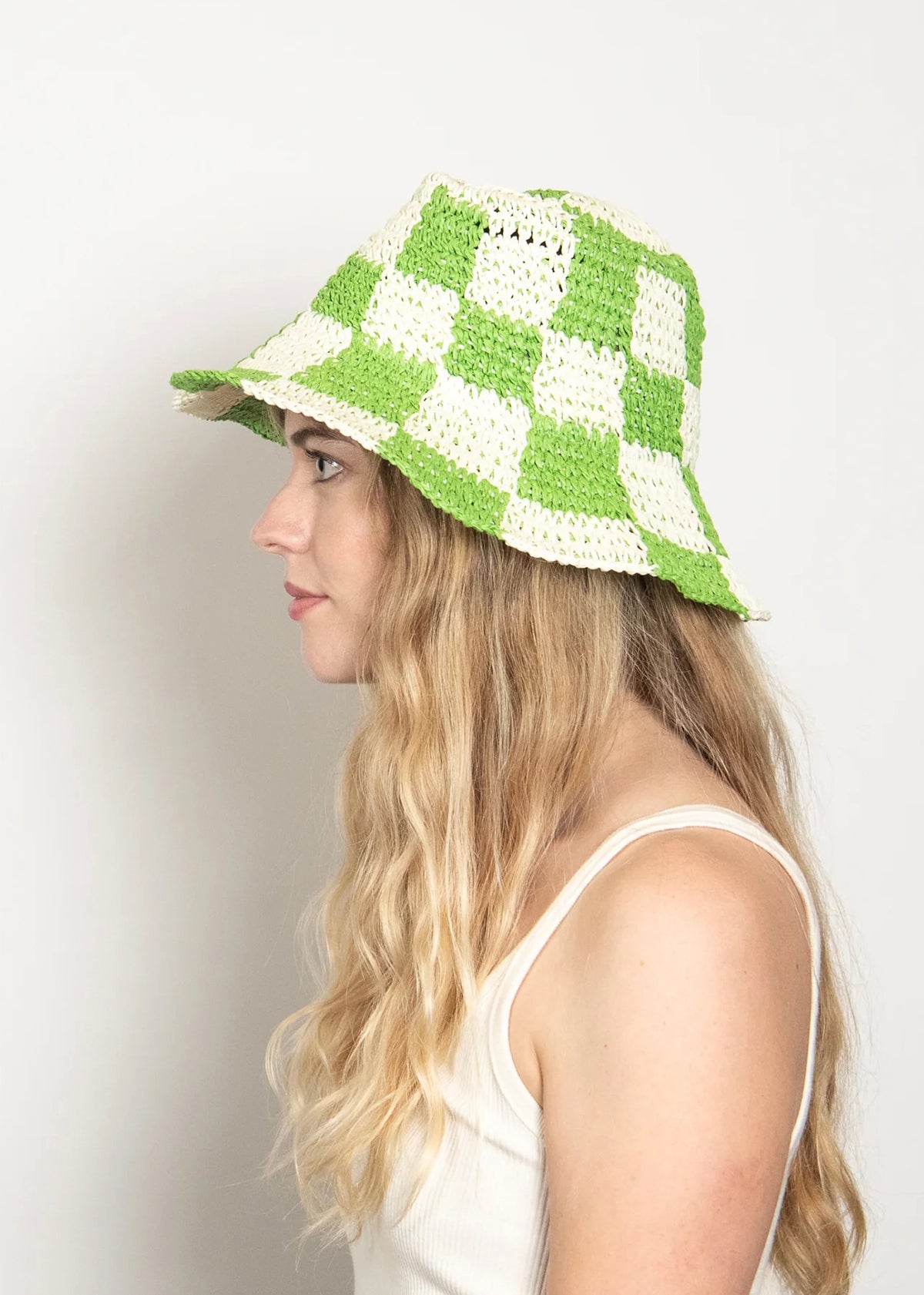 Wyeth Sadie Paper Straw Bucket - Lime Ivory