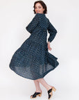 Yamini Dabu Cotton Dress - Natural Indigo