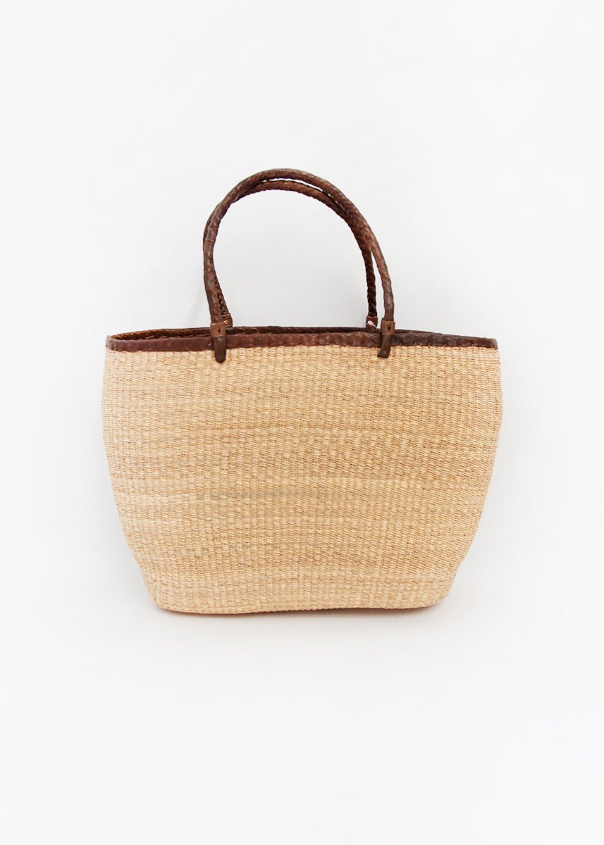 Swahili Natural Tote W/Leather Trim and Handles