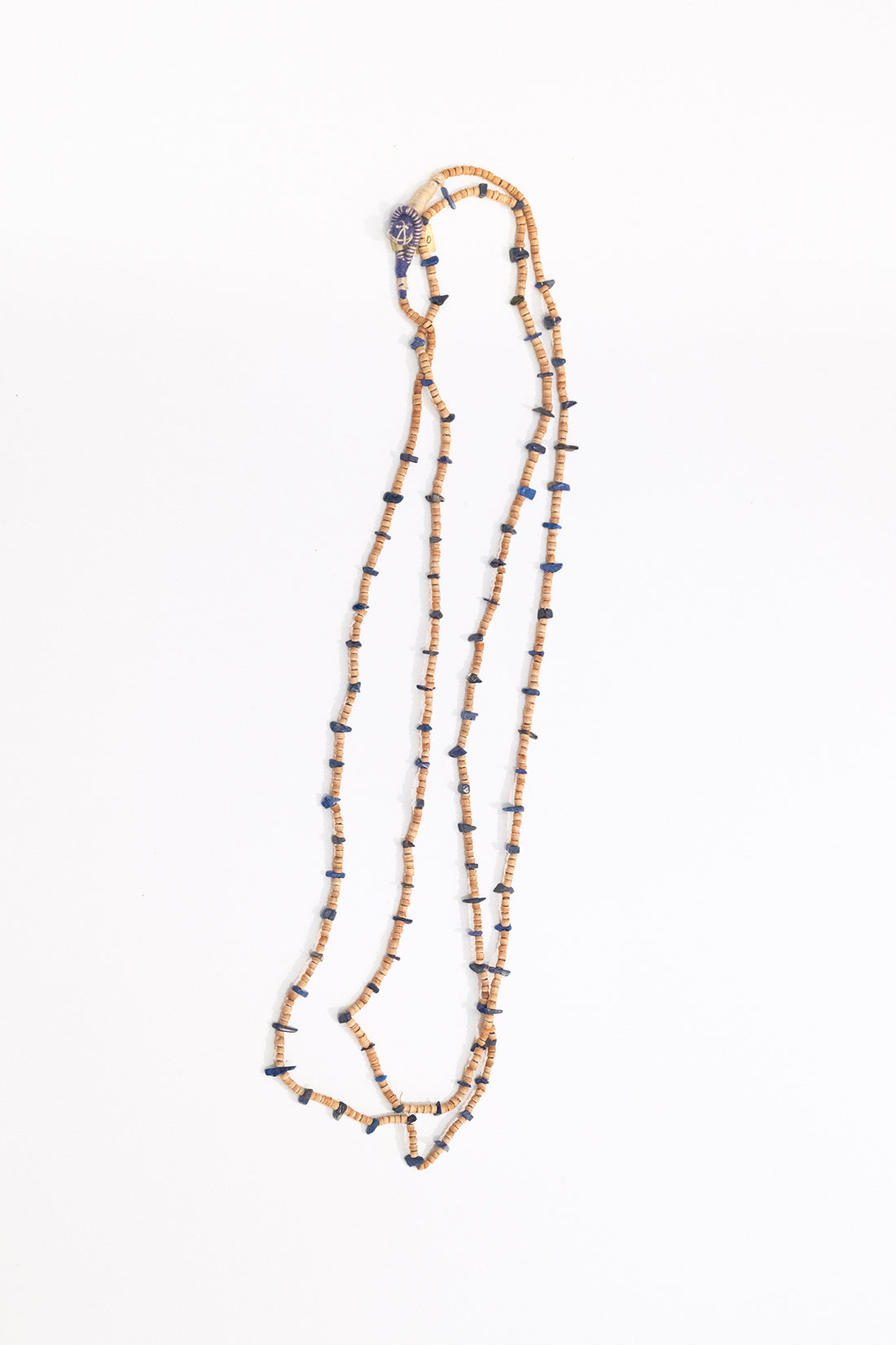 Lapis And Tulsi Wood Necklace